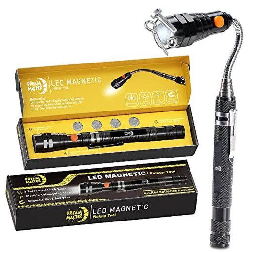 Magnetic Pickup Tool with 3 LED Lights, Telescoping Magnet Black Magnetic Tool