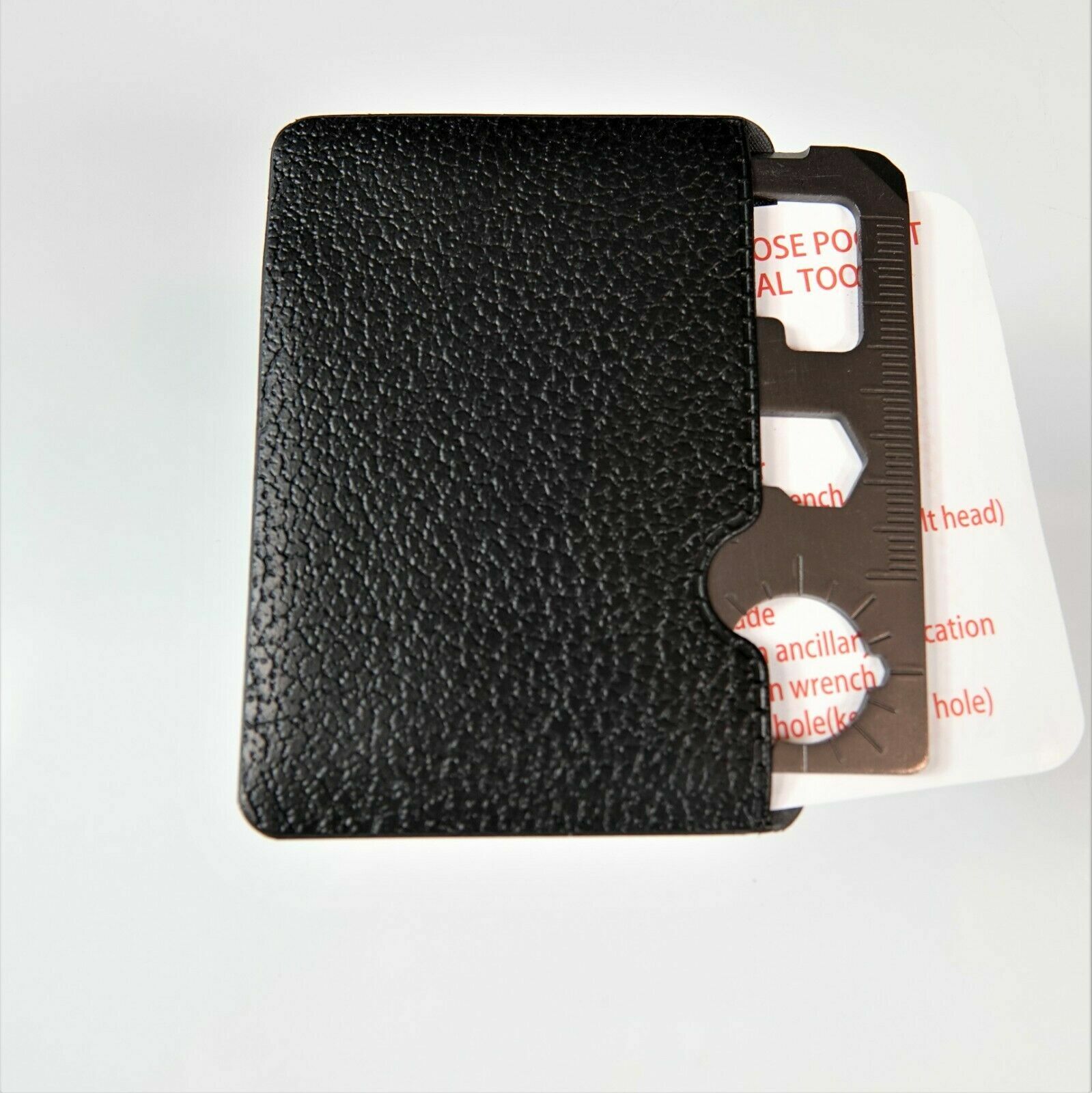 Multipurpose Pocket Survival Tool Stainless Steel Faux Leather Holder