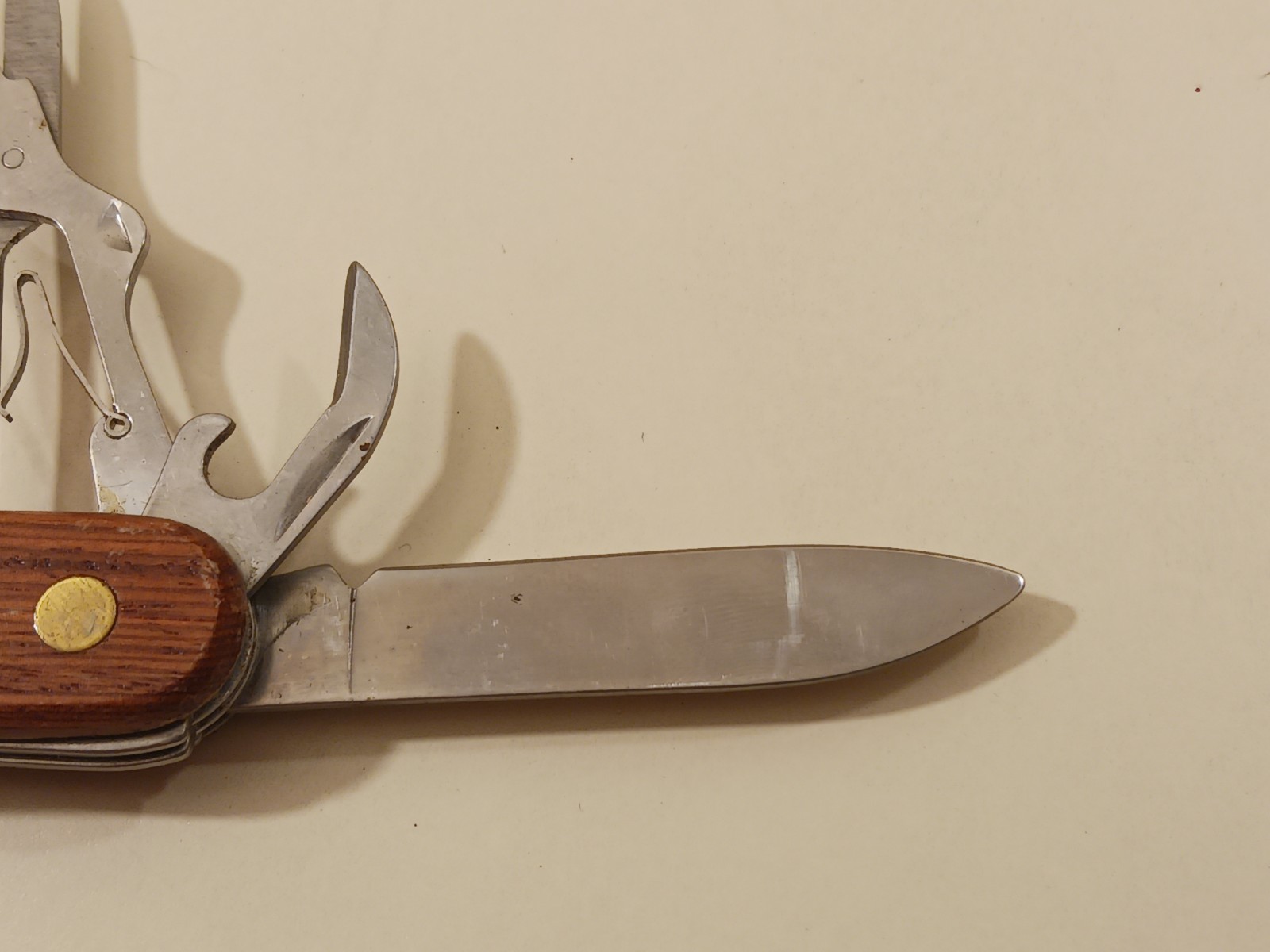 7 Function Wood Brown Handle Multi-Tool Folding Knife Pliers Scissors Camp China