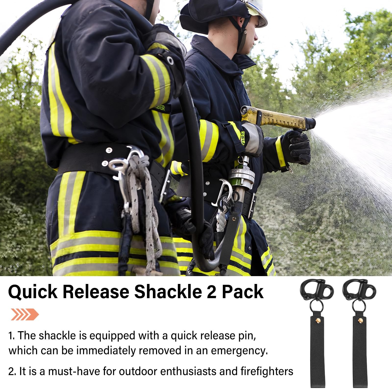 ETZ Quick Release Clip Shackle for SCBA Mask (2 Pack), Firefighter Black