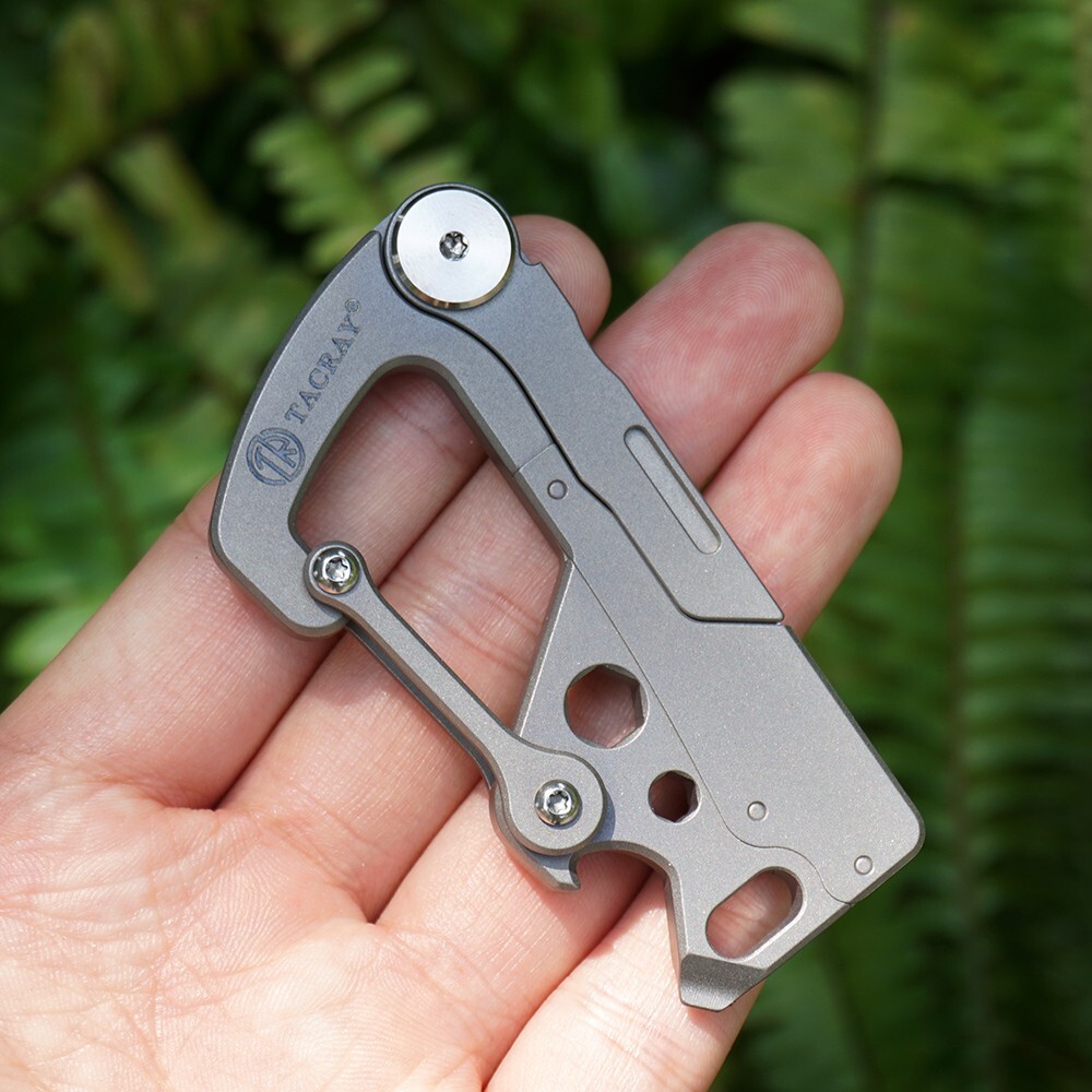7 in 1 TC4 Lsand Multi Tools Key Chain Carabiner Outdoor Folding Scalpel EDC