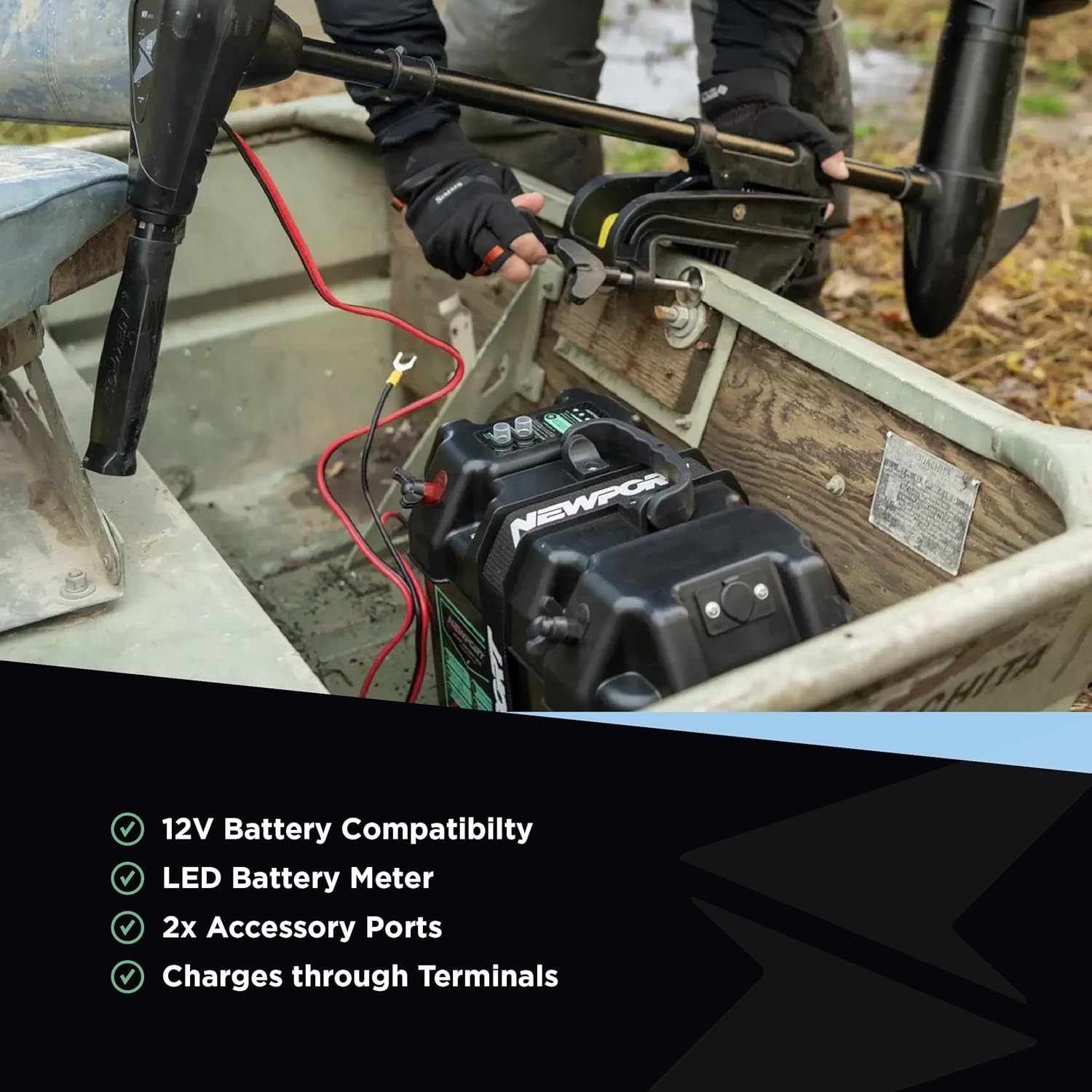 Newport Trolling Motor Smart Battery Box Power Center with USB and DC Ports, …