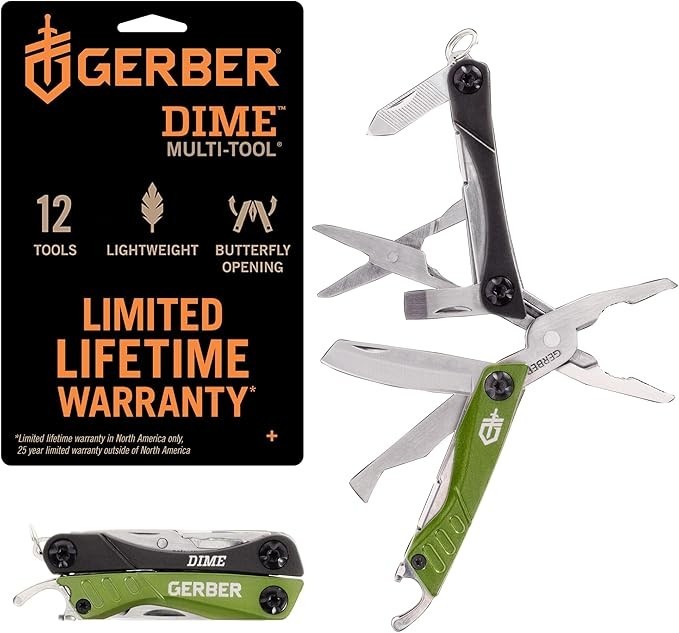 Gerber Gear Dime 12-in-1 Mini EDC Multitool – Needle Nose Pliers, Pocket Knife