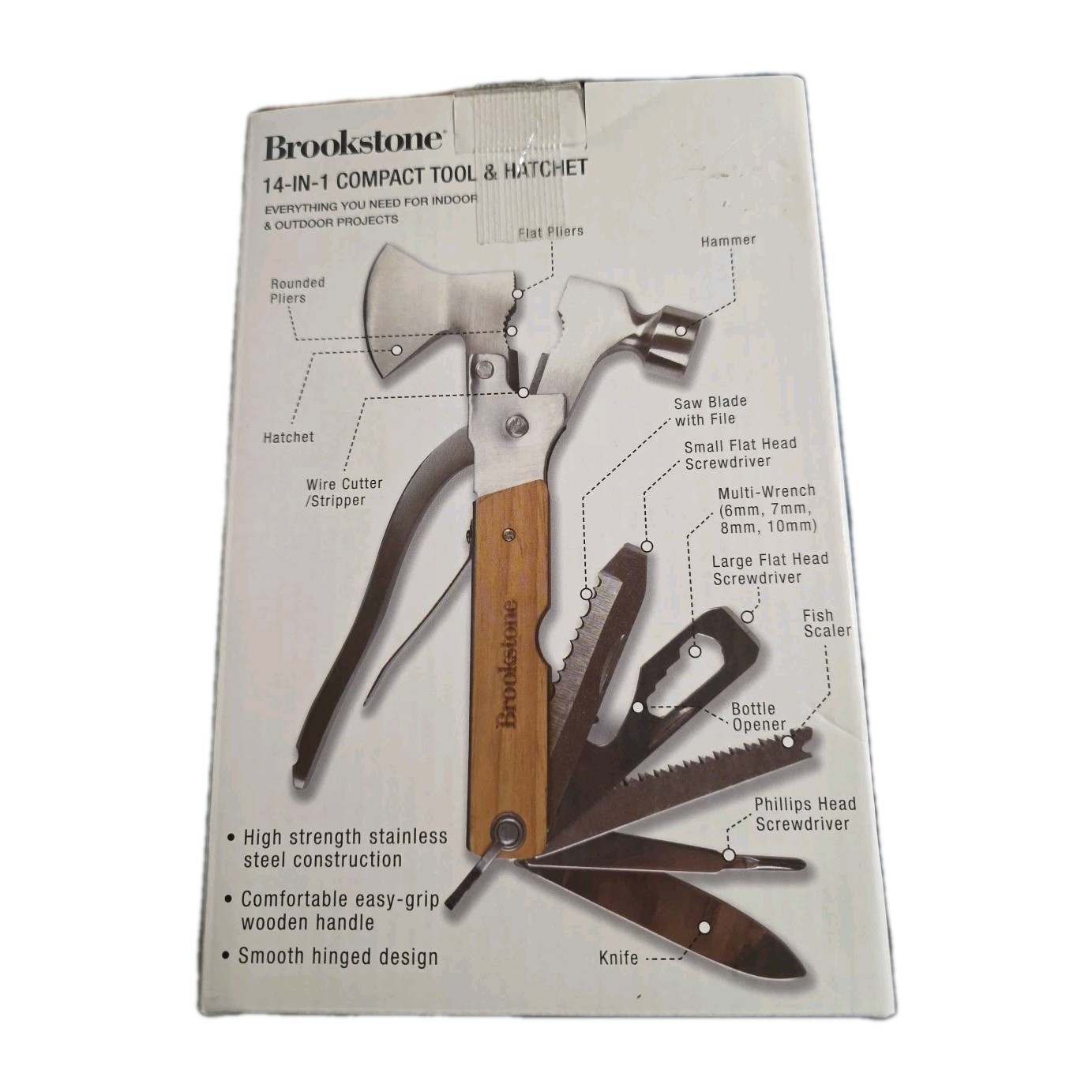 Brookstone 14-in-1 Compact Tool Hatchet Hammer Utility Multi-tool Hiking (D2)