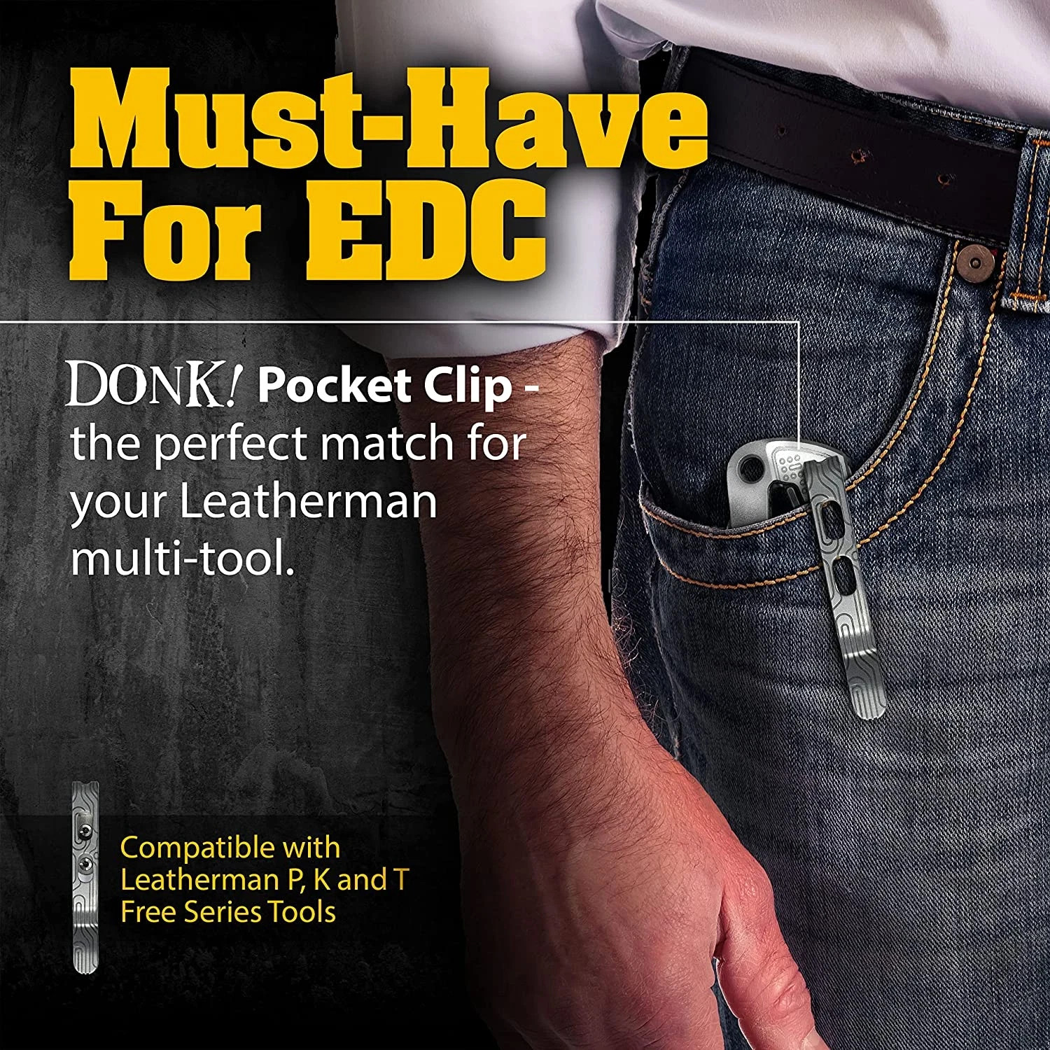 Pocket Clip for Leatherman Free, Bond & ARC – P2, P4, T2, T4, K2, K4 – Tit