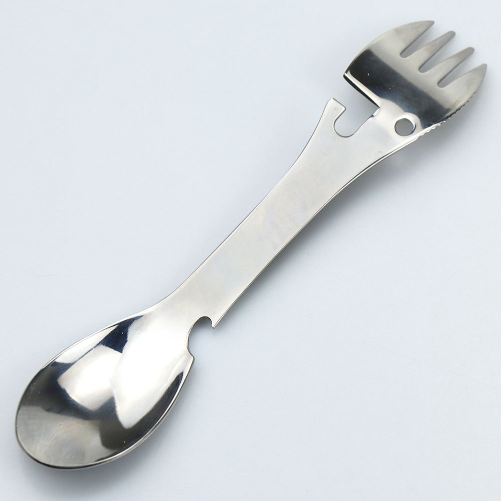 Sturdy Stainless Steel Multifunction Fork Spoon Opener for Outdoor Use