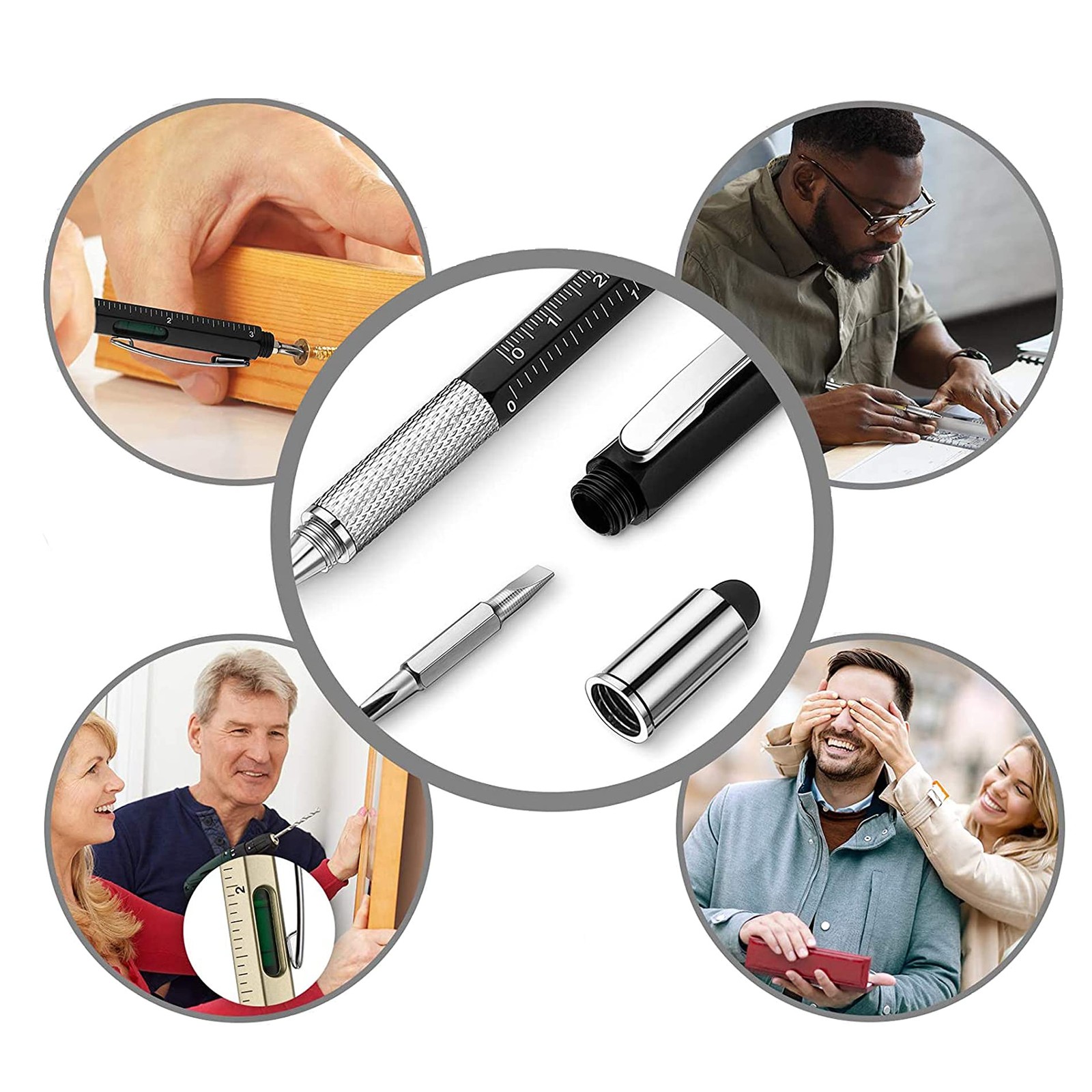 6 in 1 Multitool Pen, Stocking Stuffers, Gifts for Men, Cool Gadgets, Tools