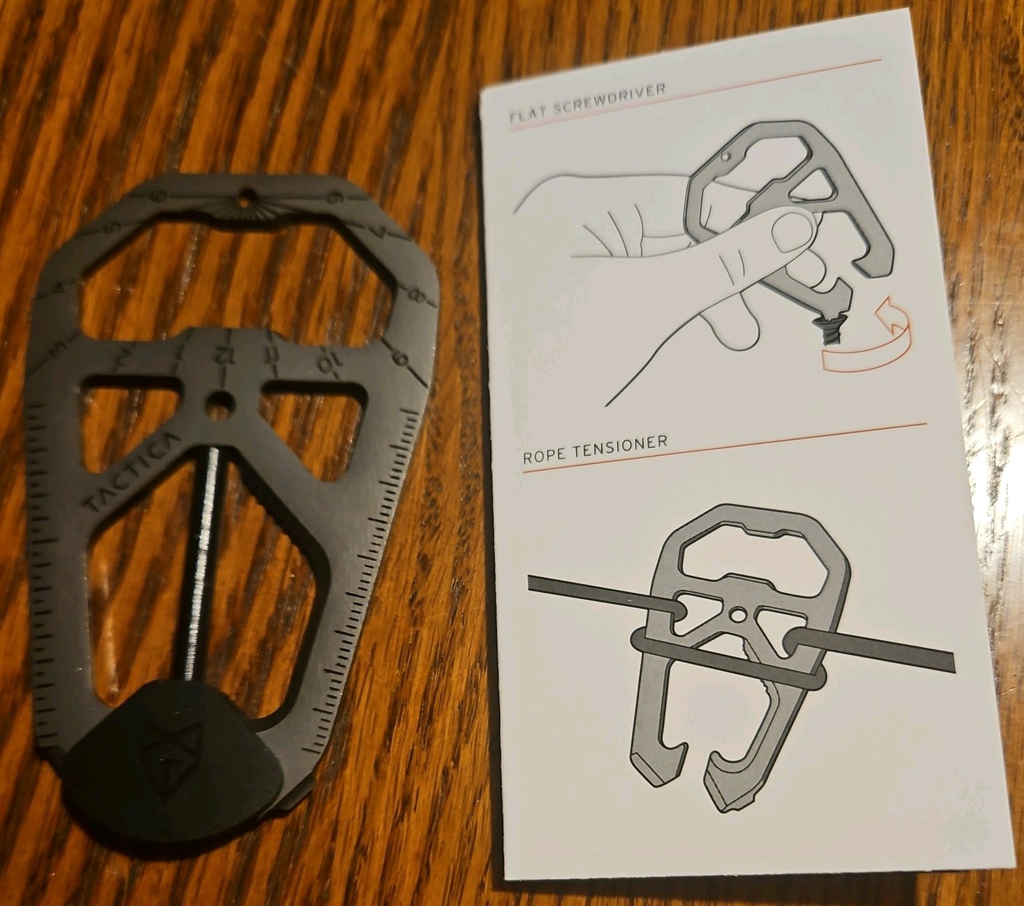 TACTICA M020 Camping Tool Card Black with Ferro Rod Titanium Multi Tool Outdoor