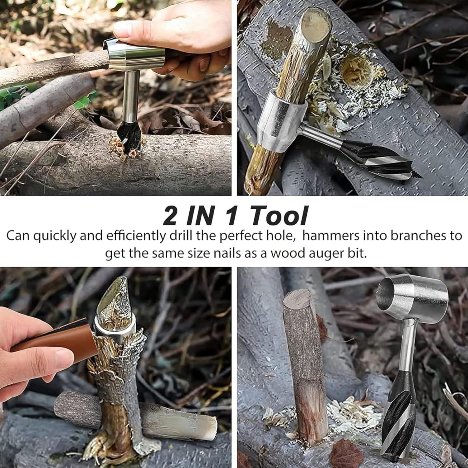 Survival Settlers Tool Bushcraft Hand Auger Wrench Scotch Eye Wood Drill Manual