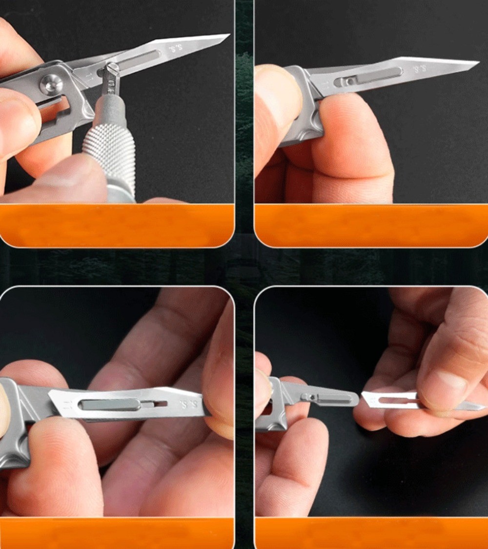 Titanium EDC Pry Bar Folding Scalpel Knife Pocket Keychain Crowbar Opener Ruler