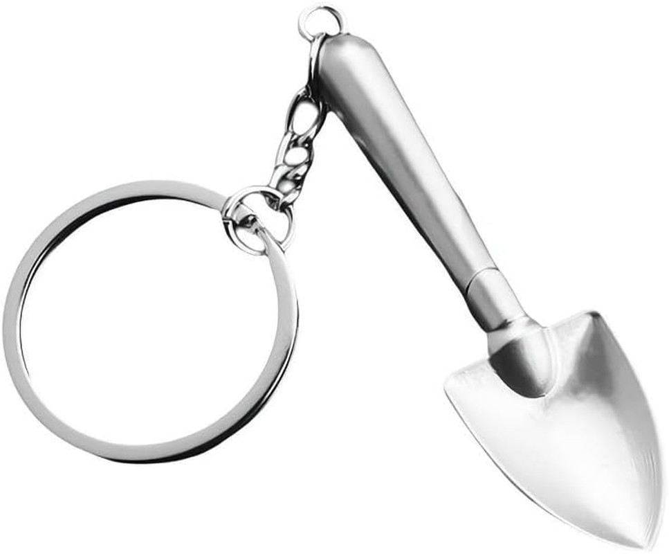 Silver Mini Shovel Tool Keychain,Shovel Keyring Pendant,Wrench Keychain Spanner,