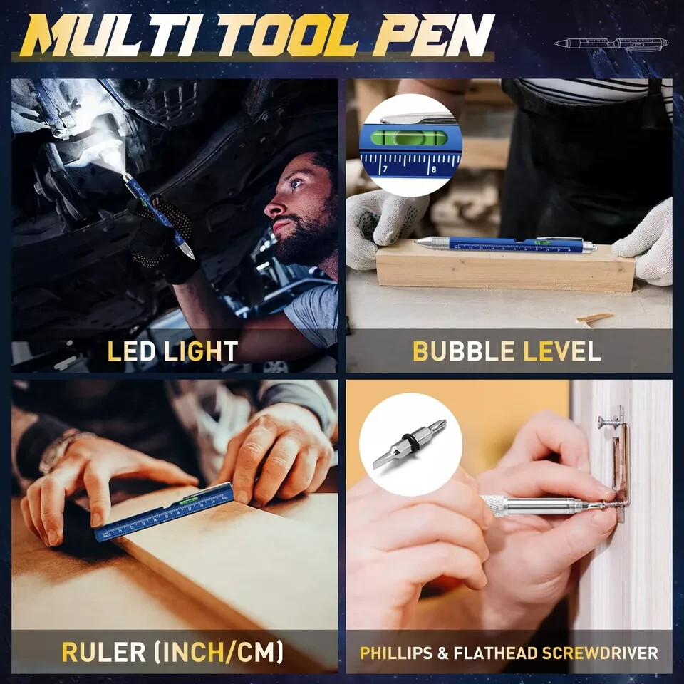 Stocking Stuffers For Men, 9 In 1 Multitool Pen Adults Gifts For Men, 3 Colors