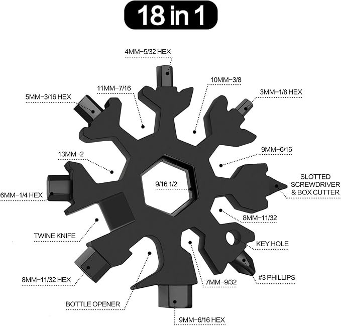 Dad Gifts for Men Adults Gifts for Men 18 in 1 Snowflake Multitool and Card Tool