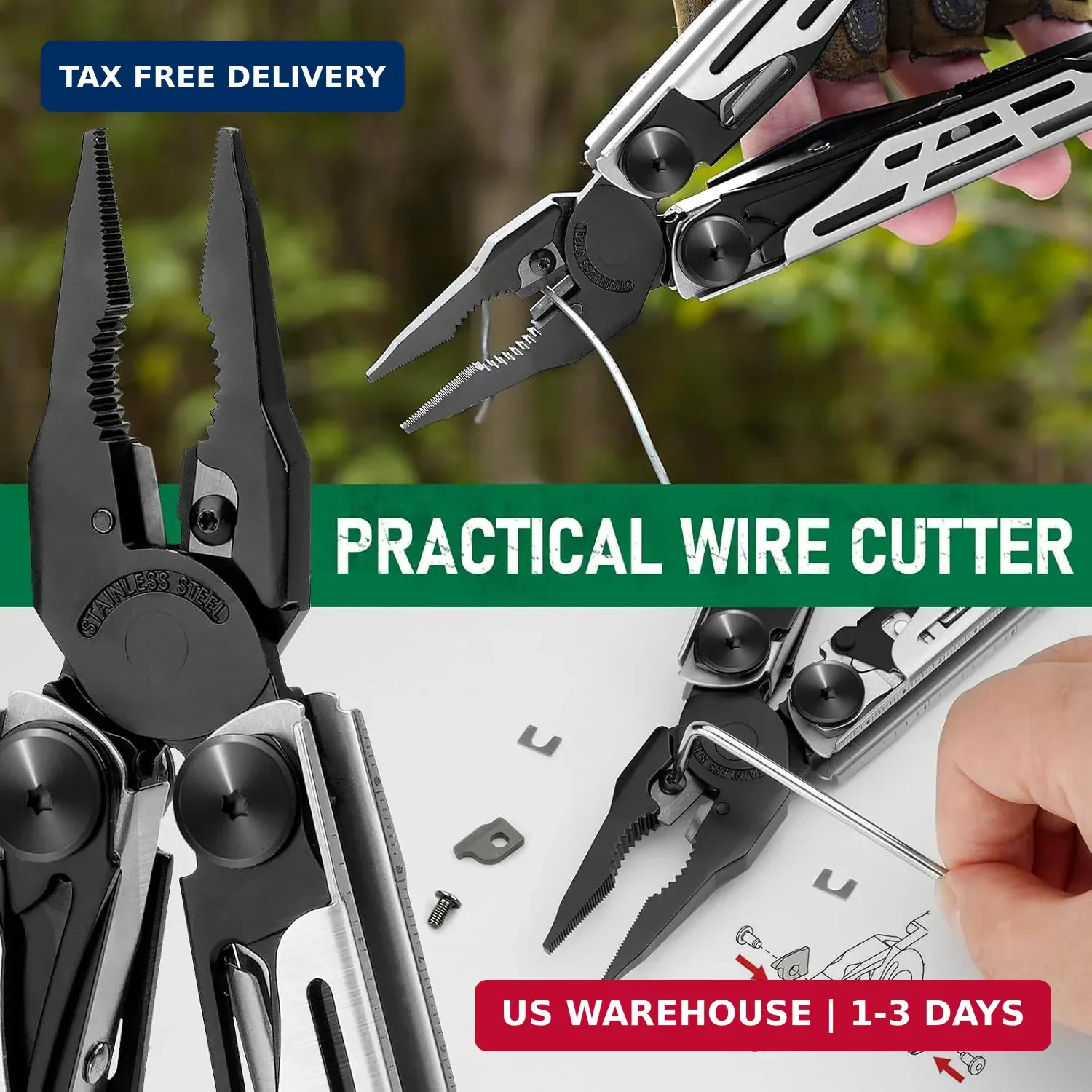 BIBURY BI2045 Multitool Pliers 31 in 1 Stainless Steel Camping Survival Tool