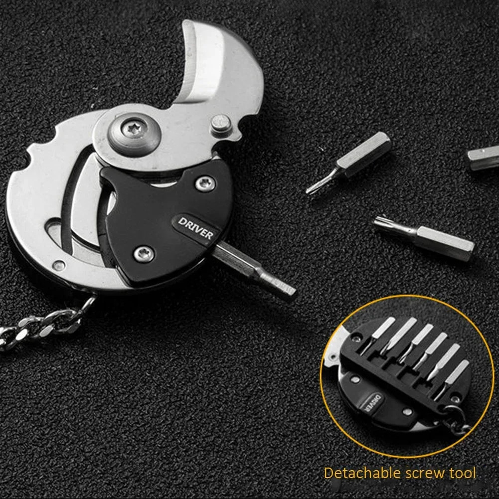 Multifunctional Keychain Screwdriver Hexagon Coin Folding Pocket Mini Tool
