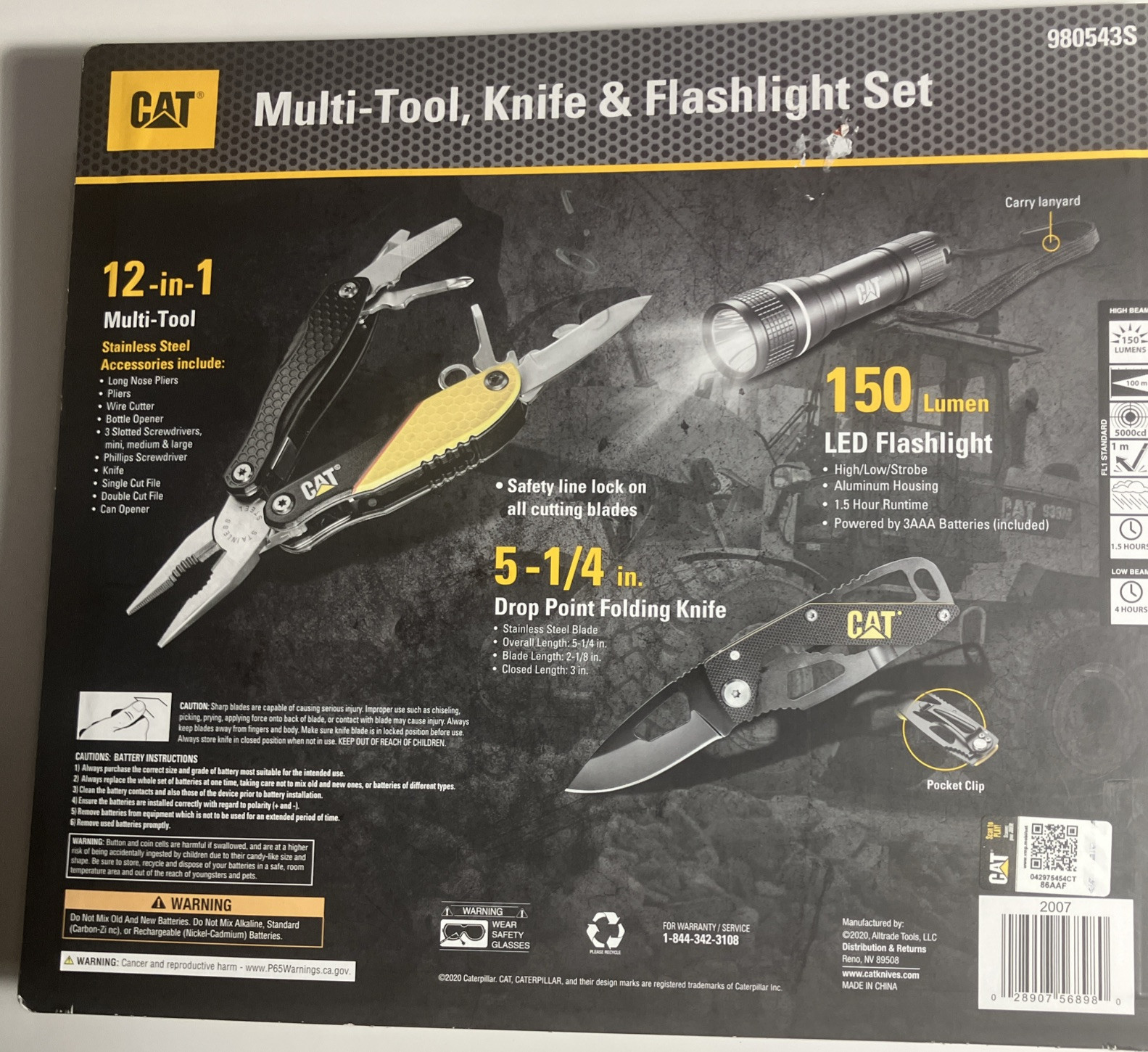 CAT, Multi-Tool, Knife & Flashlight Utility Compact Set | Camping Sports