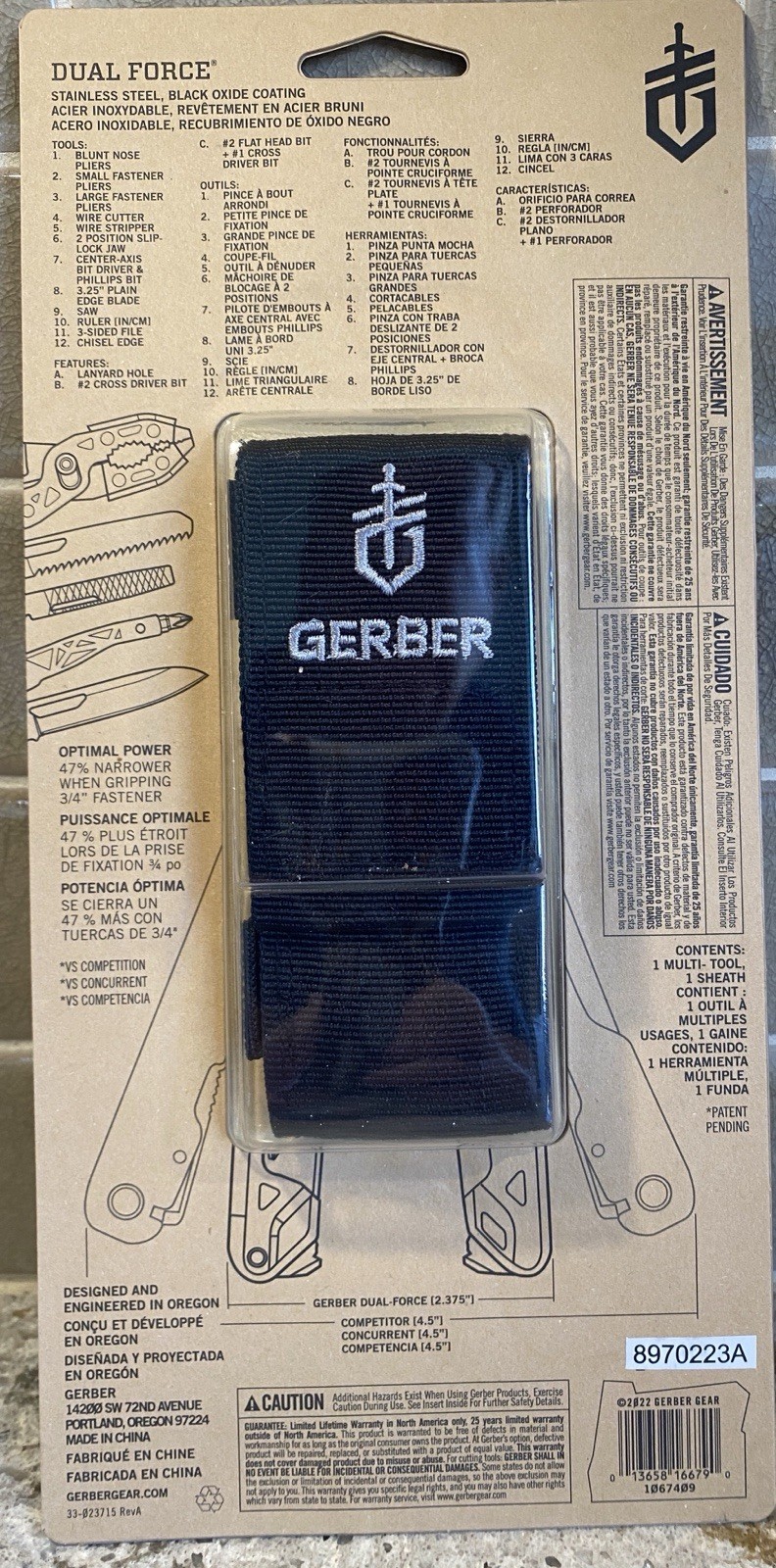 Gerber Dual Force Multi-Tool Black Heavy Duty Pliers + Sheath NEW 10195256 NEW