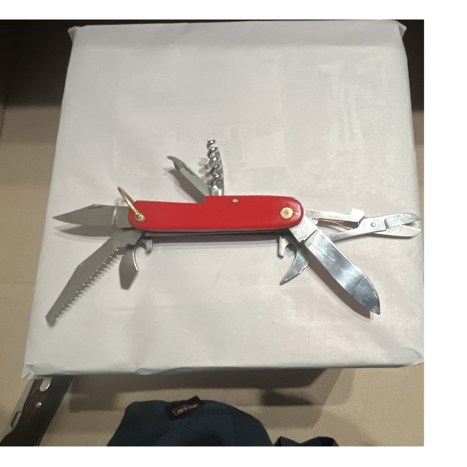 Red Camper 9-in-1 Multi-Tool Pocket Knife 2.75in Part Serrated w/ Scissors