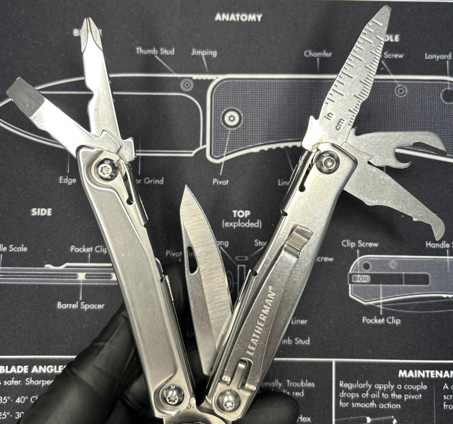 Leatherman Rev Folding Multi-Tool Knife Plier USED BOD 0120 Carry Clip VGUC
