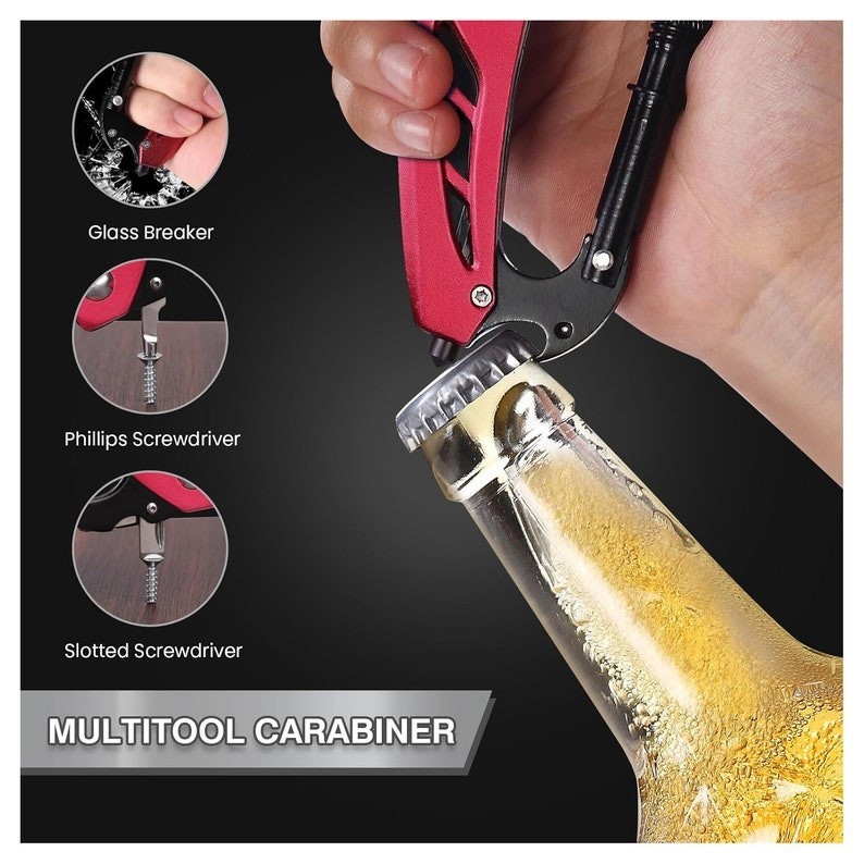Personalized CARABINER POCKET KNIFE Groomsmen Birthday Gift for Him Dad Men Son