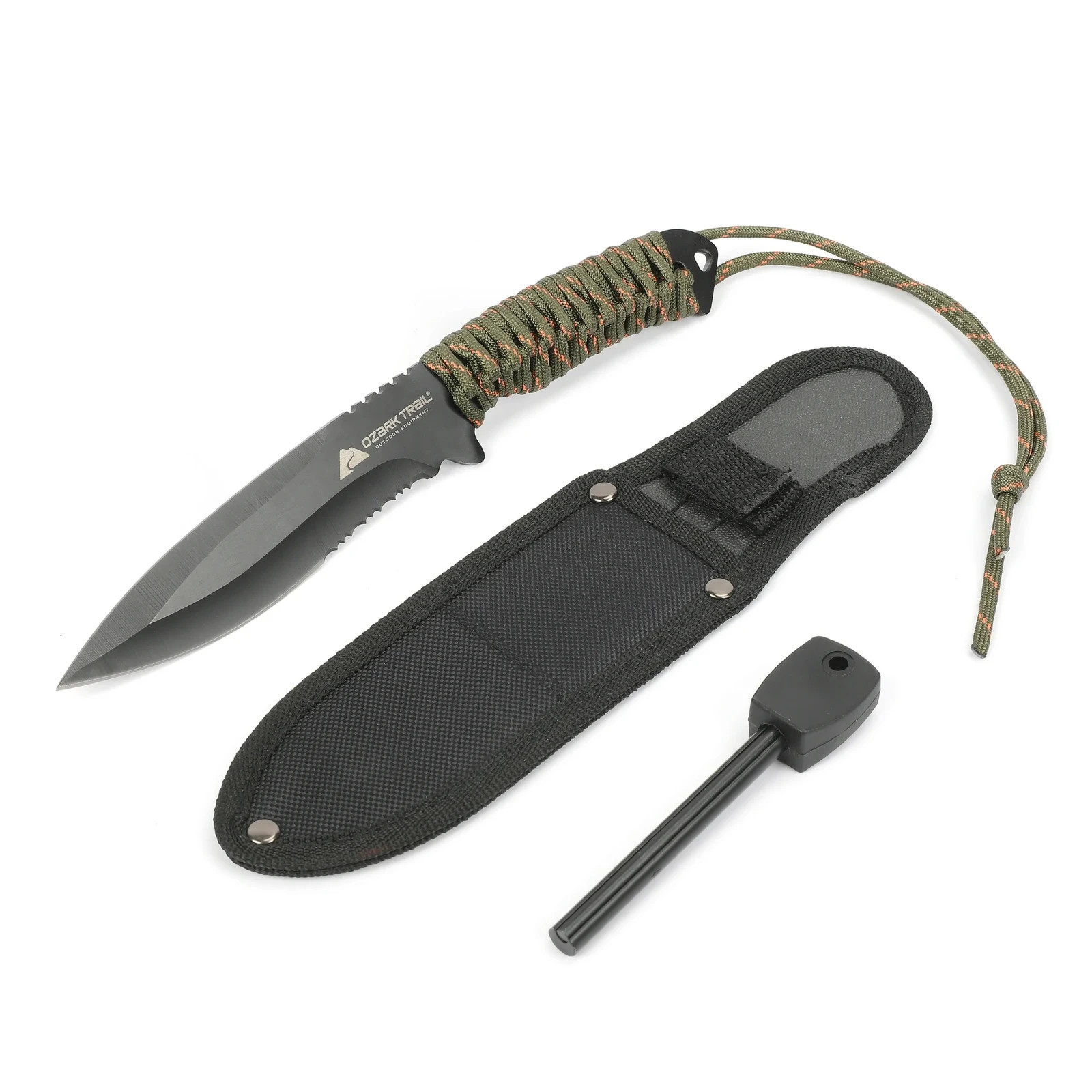 Knife Ozark Trail Stainless Steel Paracord + Fire Starter / camp fishing + NEW