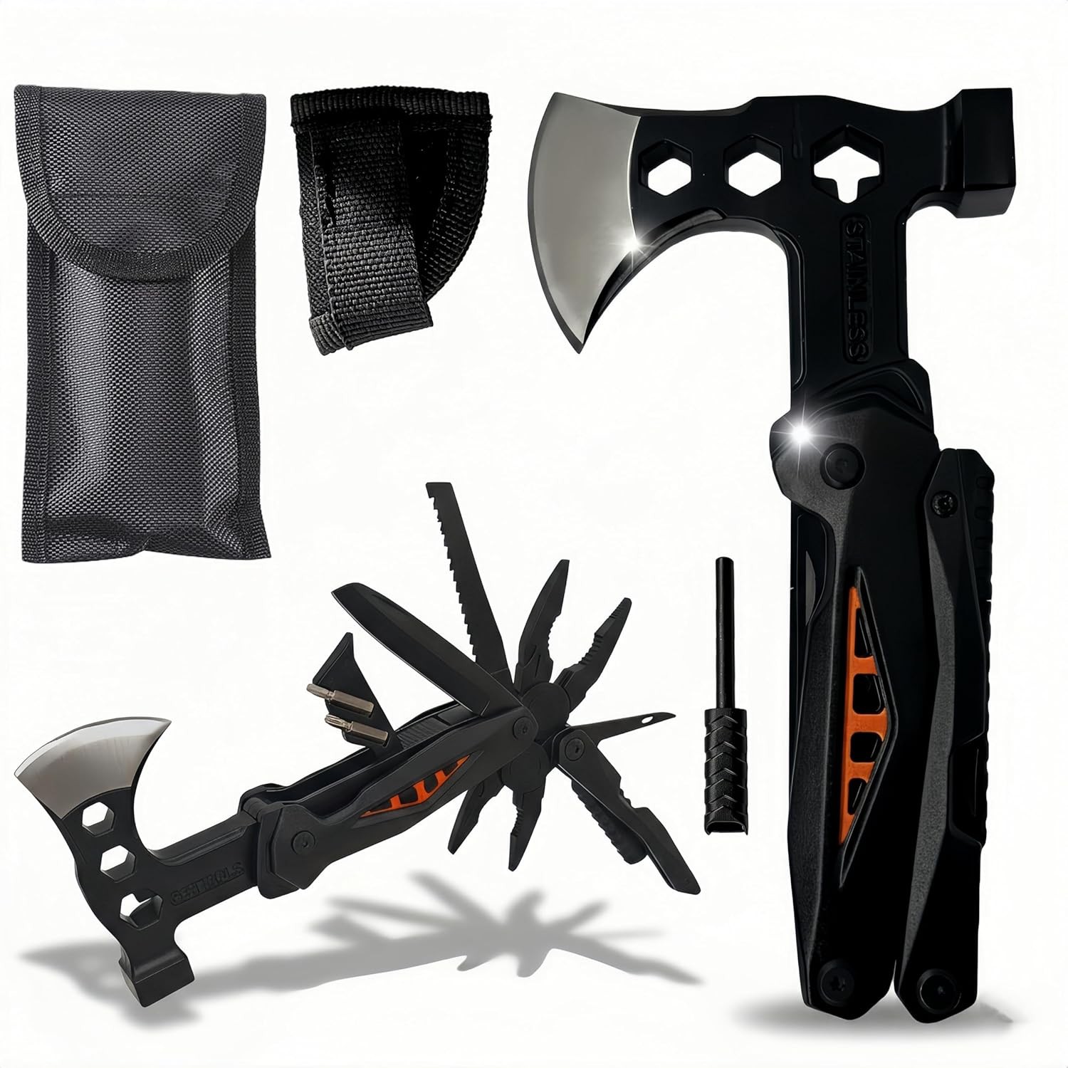 18-in-1 Multitool Hatchet Camping Axe W/ Hammer & Knife W/ Protective Sheath
