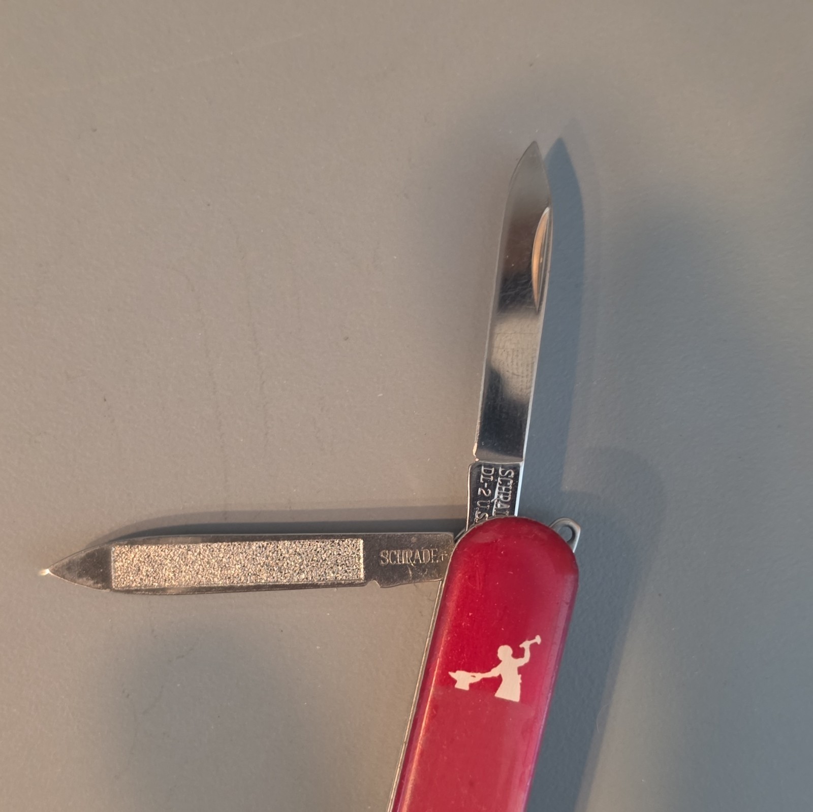 Schrade Red Multi-Tool Pocket Knife 3 Tools Nail File Flathead Screwdriver