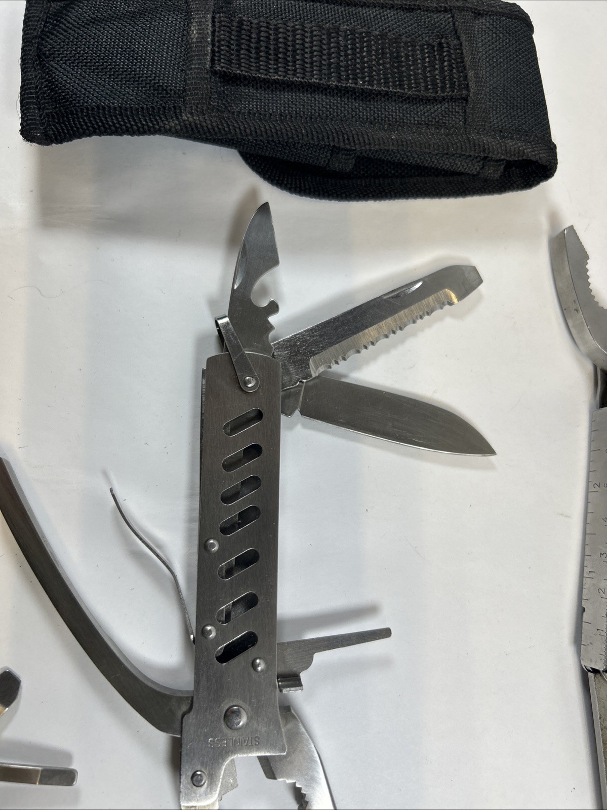 Used Lot of 3 Multi-Tool Pliers 1 MultiMaster and 2 General, Plus Sharpen Stone