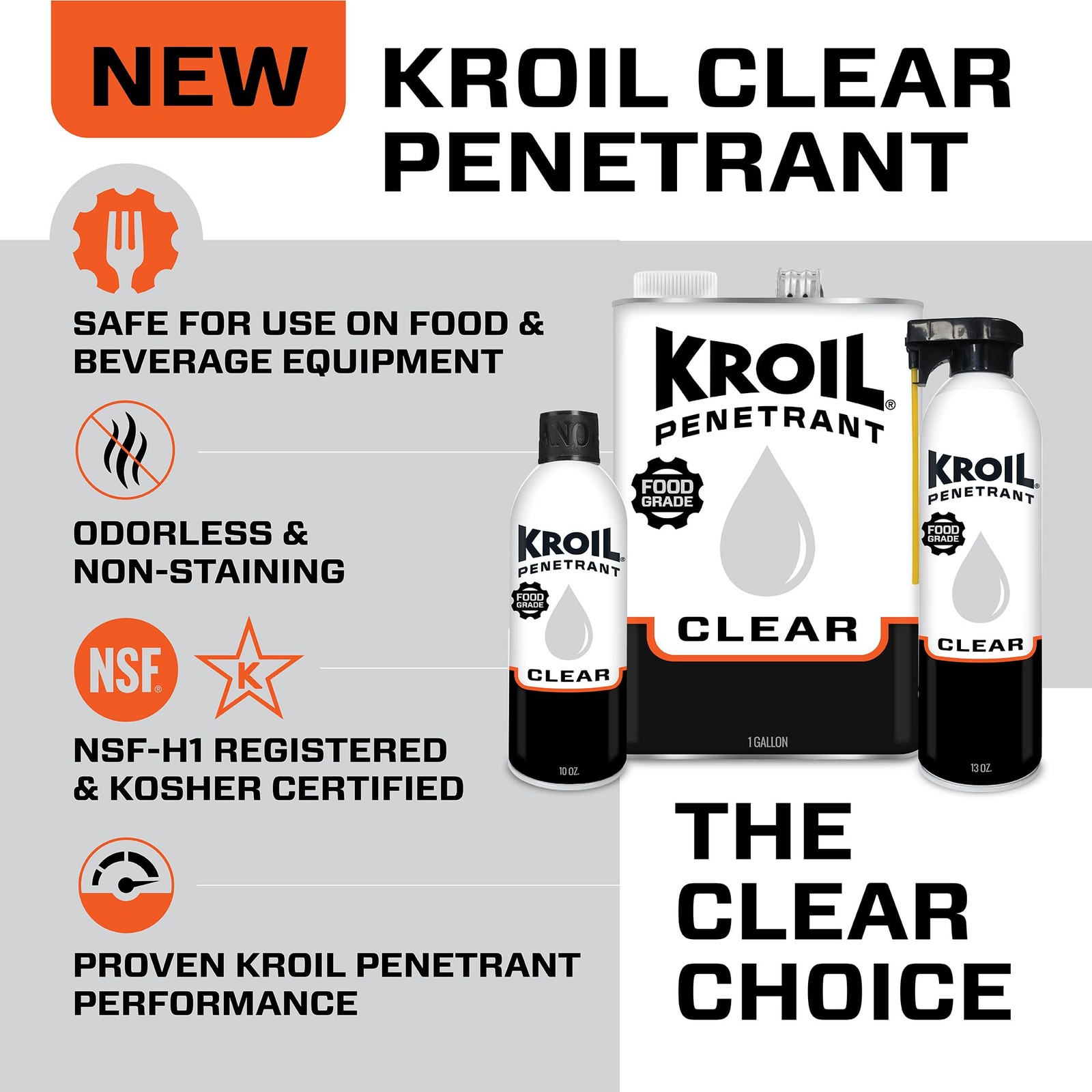 Clear Penetrant – NSF-H1 Registered, Kosher Certified, Odorless Non-Staining …