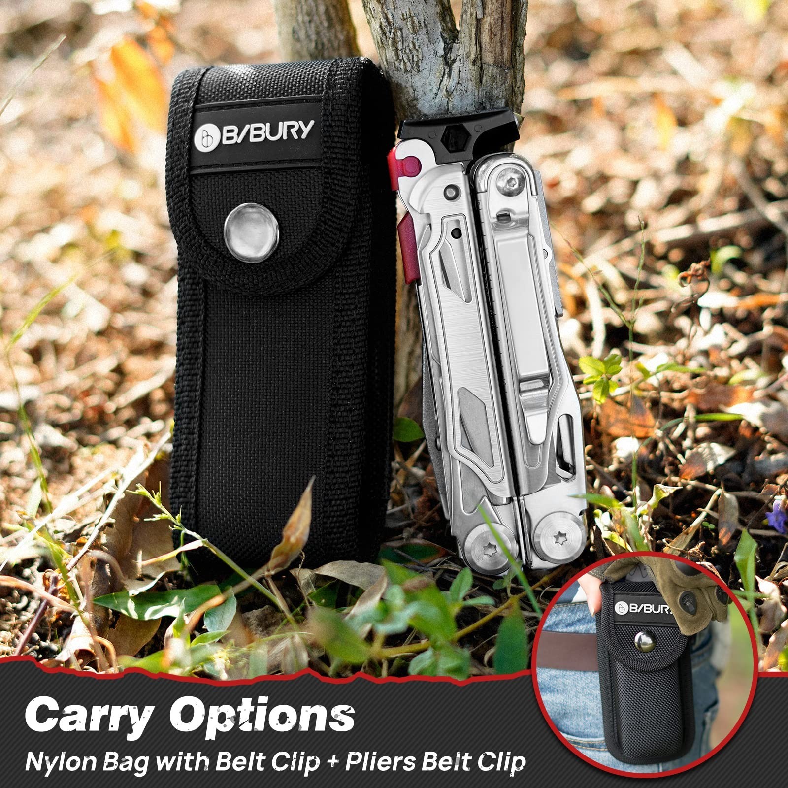 22-in-1 Stainless Steel Multitool Pliers, EDC Survival Tool with Scissors, Flint