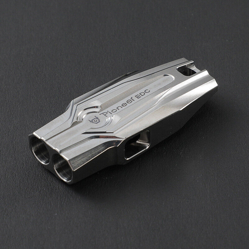 Titanium Alloy Double Tube Whistle 120DB Outdoor Survival EDC SOS High Frequency