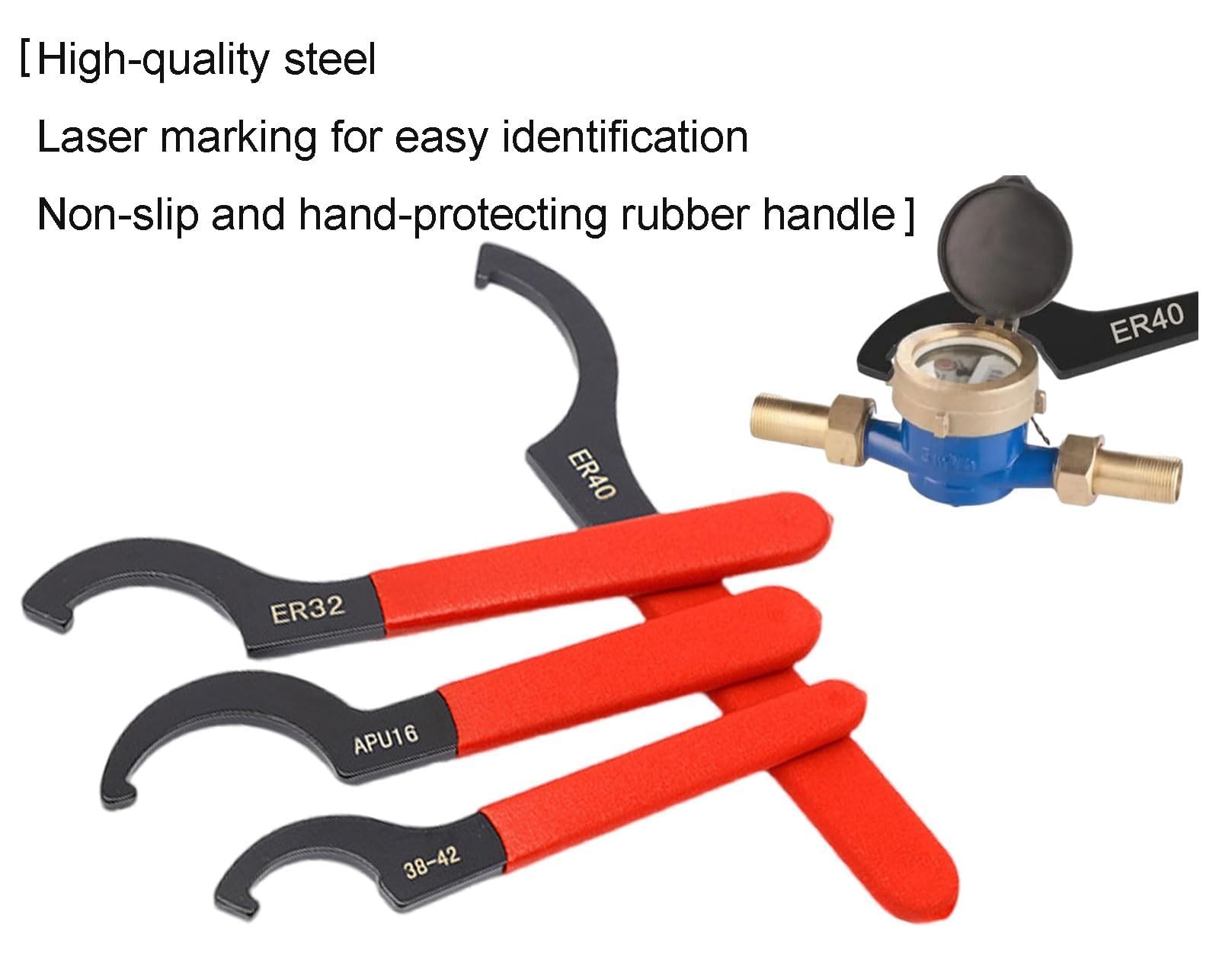 4 Piece Adjustable Hook Wrench, C Hook Wrench Collet Chuck, with Ro…