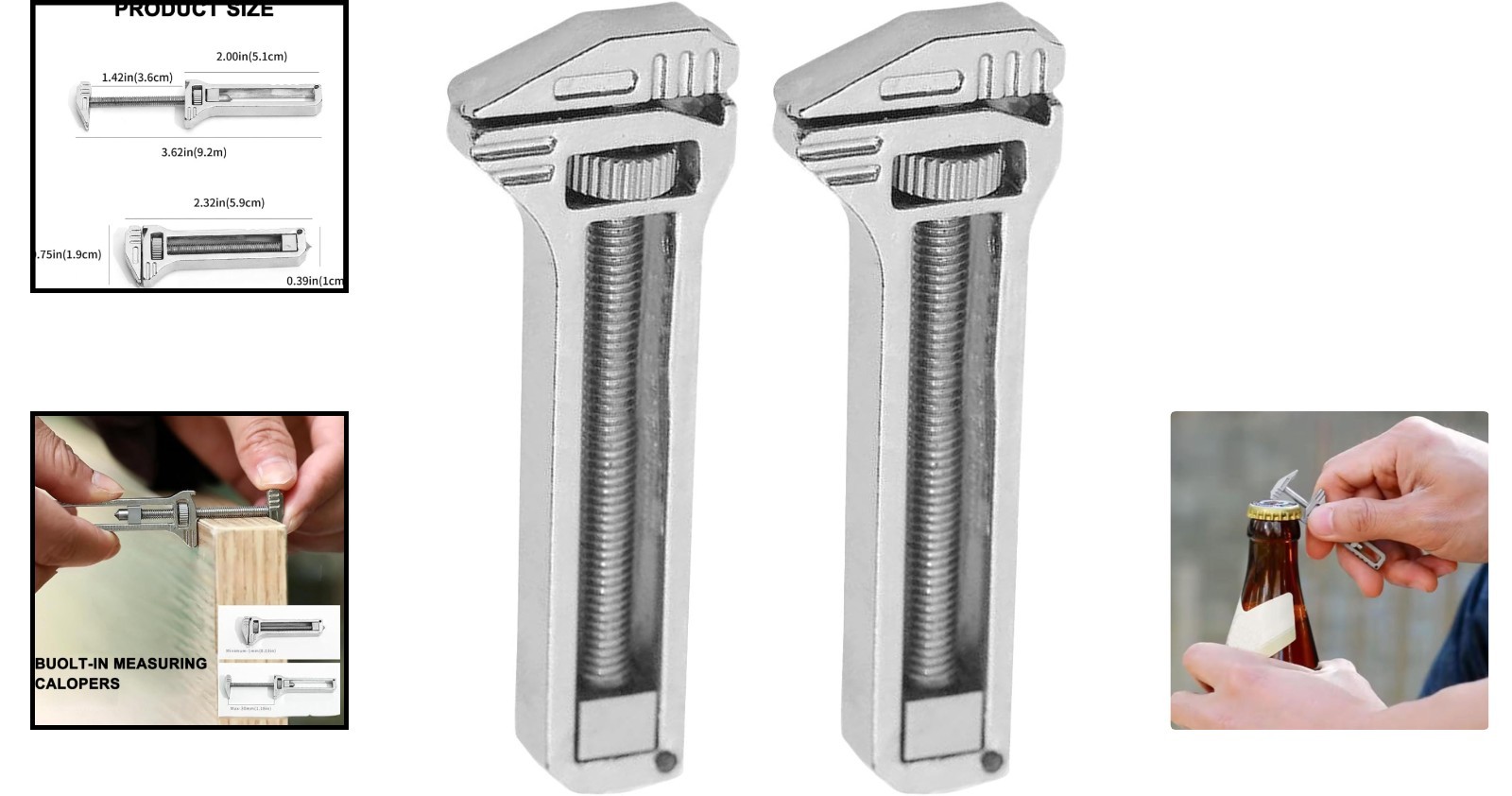 Versatile Keychain Multi-tool Set: 2pcs Compact Titanium Wrench & Bottle Opener