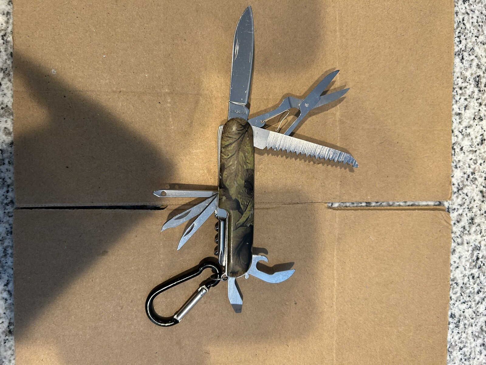 Multi Tool SAK Camo Plastic Handle Scissors Corkscrew
