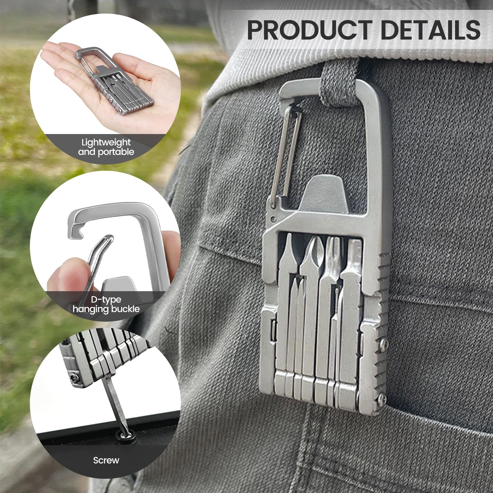 13 in 1 carabiner multitool,keychain multitool,jawbreaker mini tool self defe…