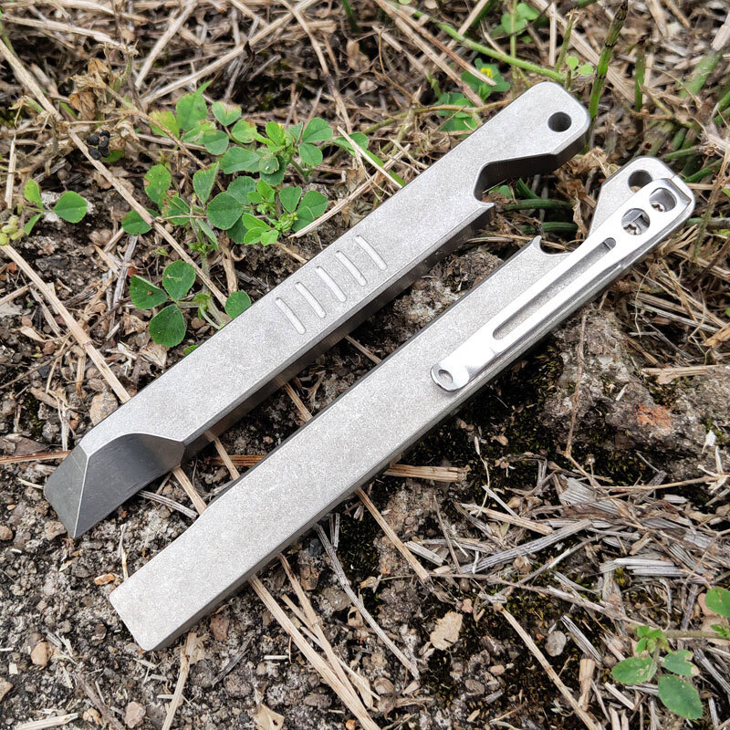 TC4 Titanium Crowbar Pocket Pry Bar Tool Bottle Opener Open Box Shark Cutter EDC