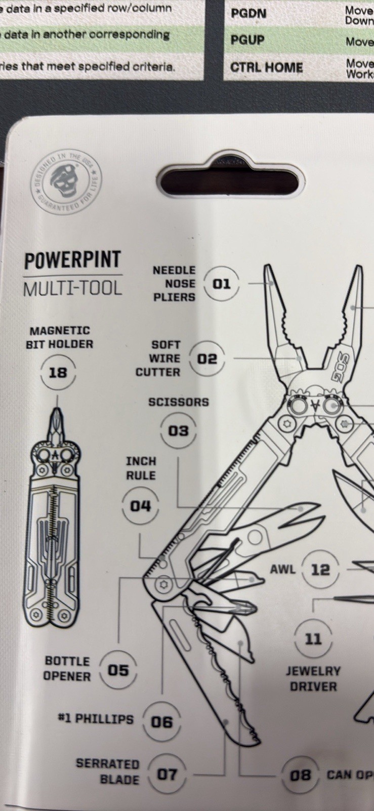 SOG PowerPint Compact Multi-Tool Stainless Steel 18 Tools Pliers Knife – Black