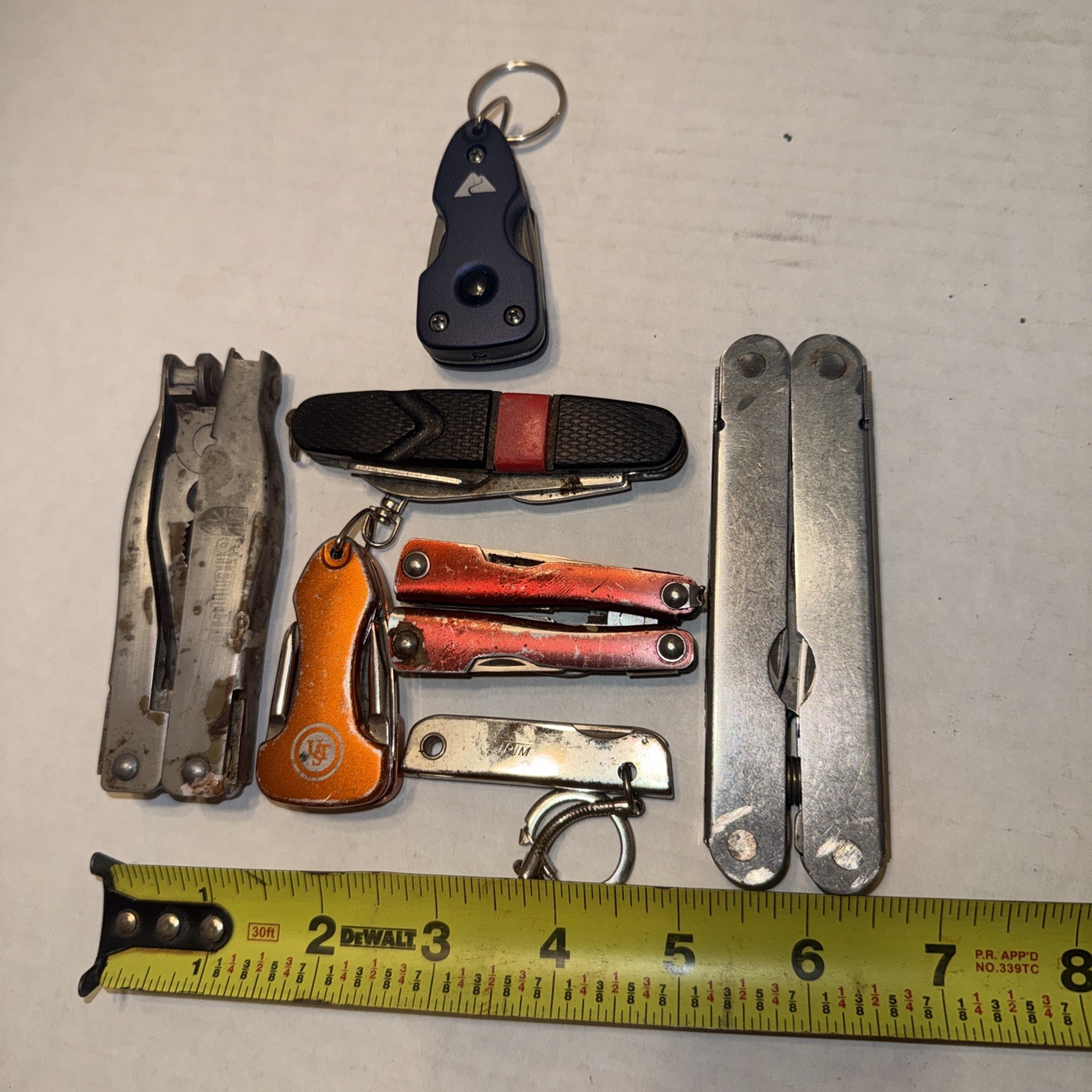 Multi Tool Lot Of 7 Small to medium size UST Ozark Trail Trim Sheffield Rusty !!