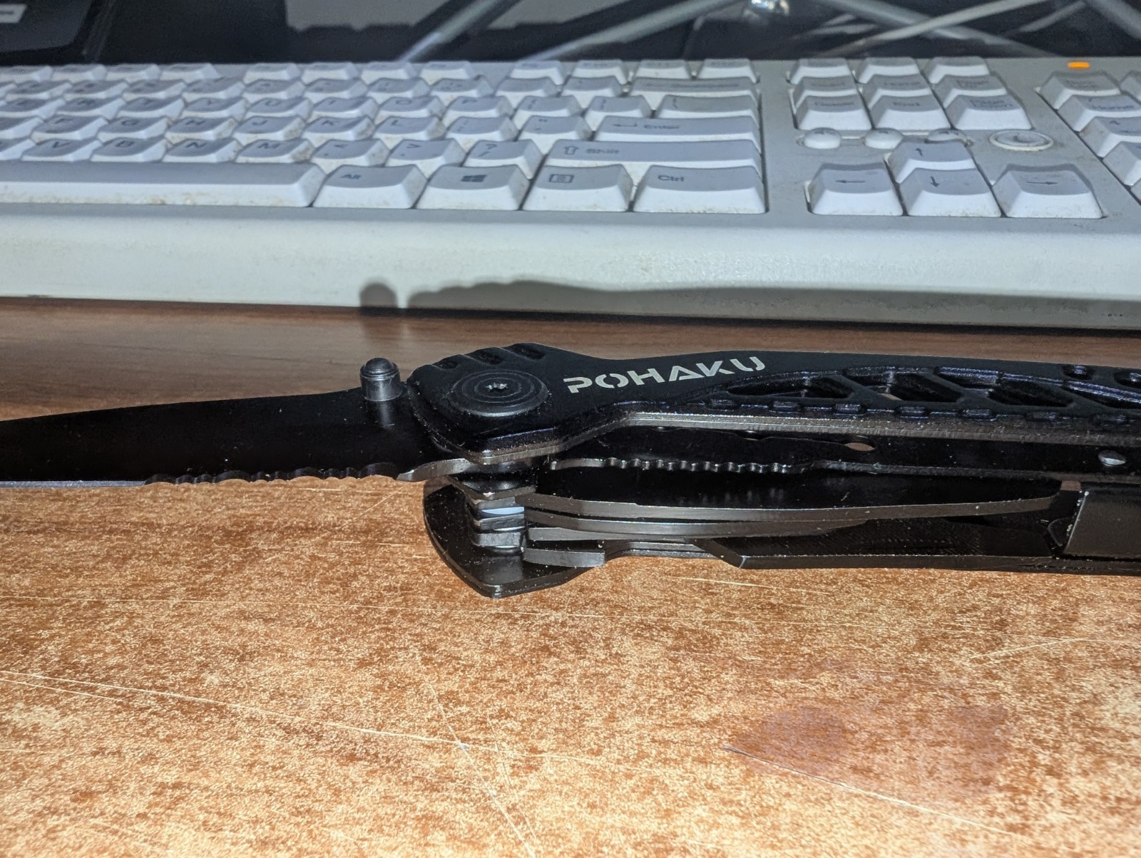 POHAKU Black Multi Tool Pliers Knife Saw File Folding Utility Knife EXC w/ Case