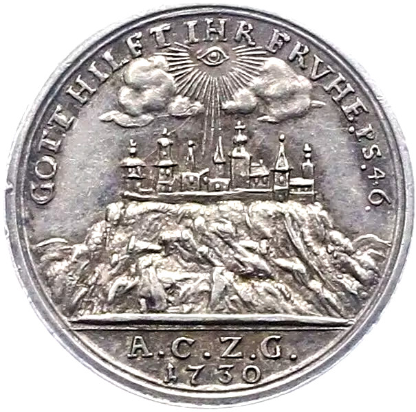 Nurnberg 1730 Unc Silver 1 Ducat Pattern Coin City View Germany Very Rare