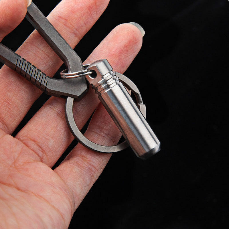 EDC Mini Titanium Alloy Keychain Waterproof Box Sealed Container Outdoor Storage