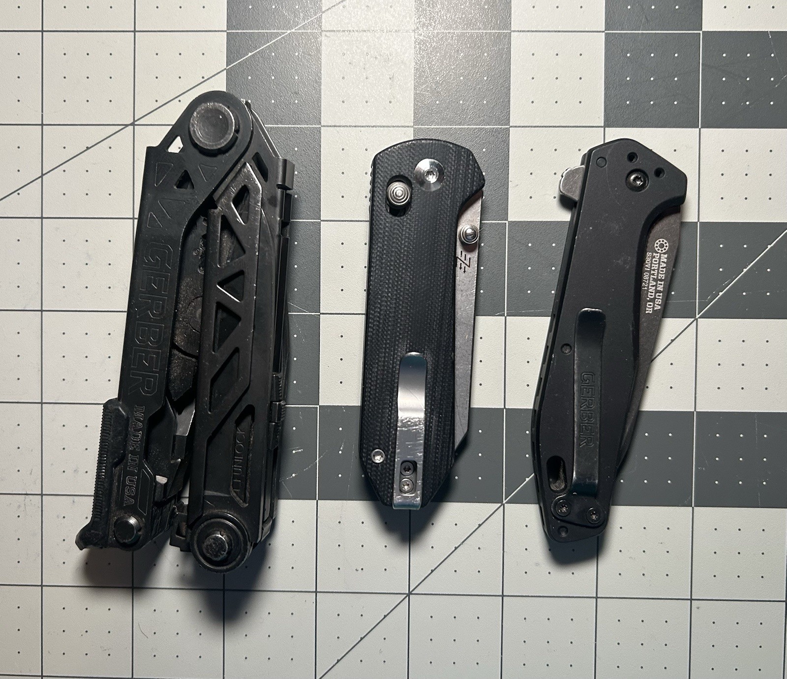 Gerber Center Drive Multi-Tool and Fast Ball Knife USA Made, And Civivi Axis
