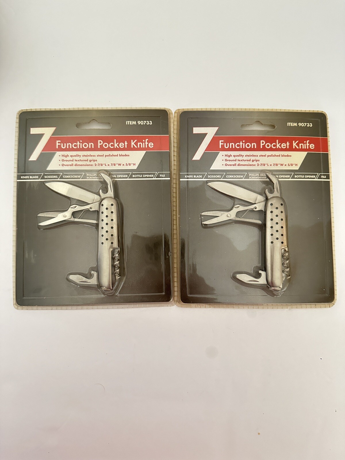 2 7 Function Pocket Knife Stainless Steel Corkscrew Scissor FACTORY SEALED