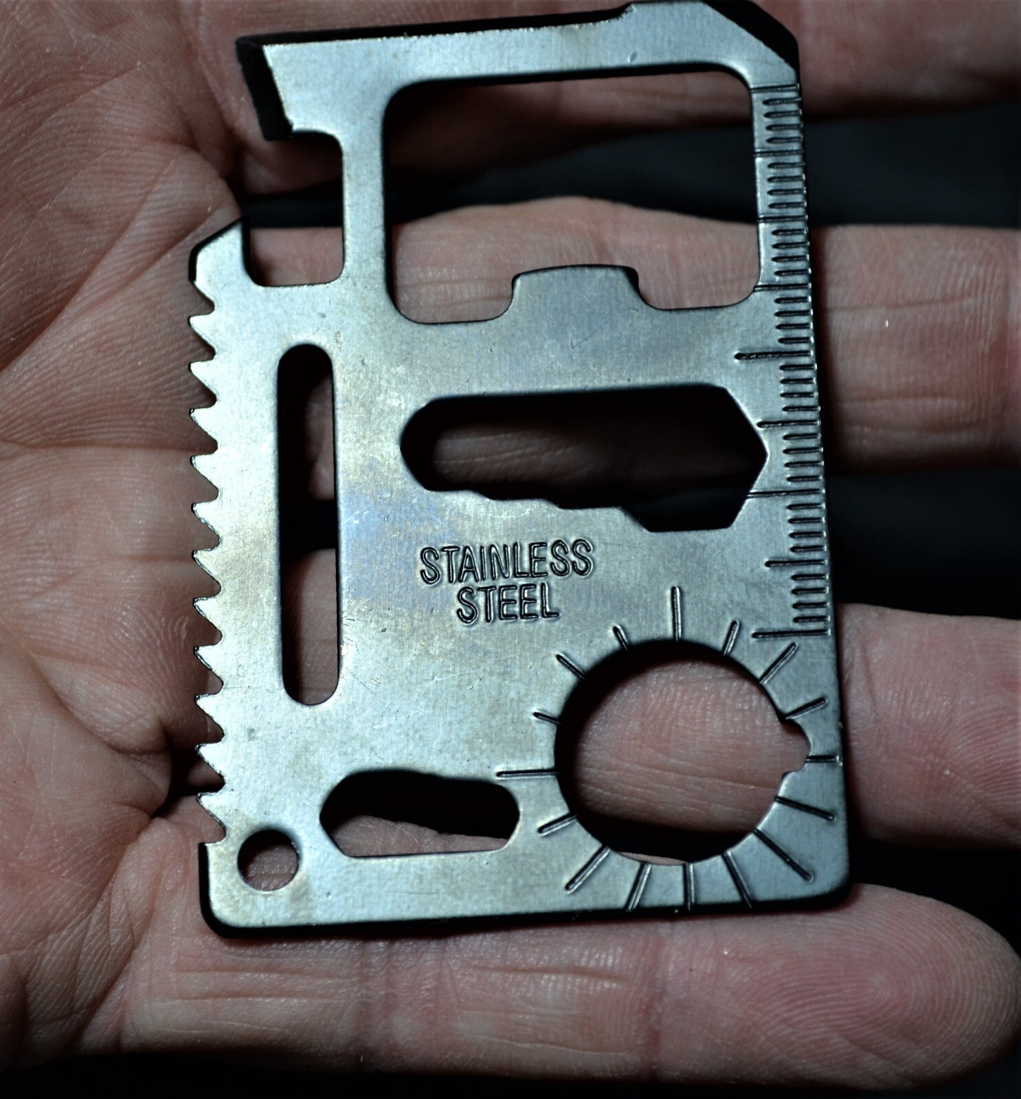 Wallet Multi Survival Tool Stainless Steel Black Credit Card Size Thin 11 in 1