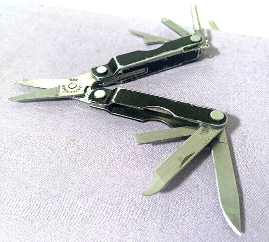 OEM Leatherman Micra Black Keychain Pocket Stainless MultiTool Knife USA ~ Good