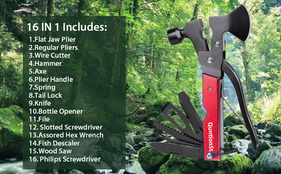 Camping Gear Multitool, Cool & Unique Birthday Gift for Men