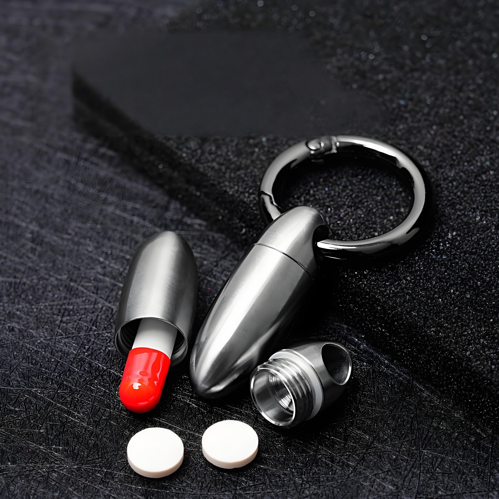 Titanium Alloy Waterproof Capsule Pill Box Keychain Travel EDC Tool Portable