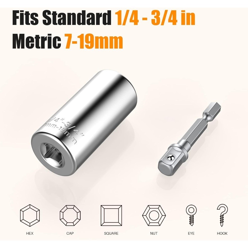 Universal Socket Tool Set 7mm-19mm with Drill Adapter Christmas Stocking