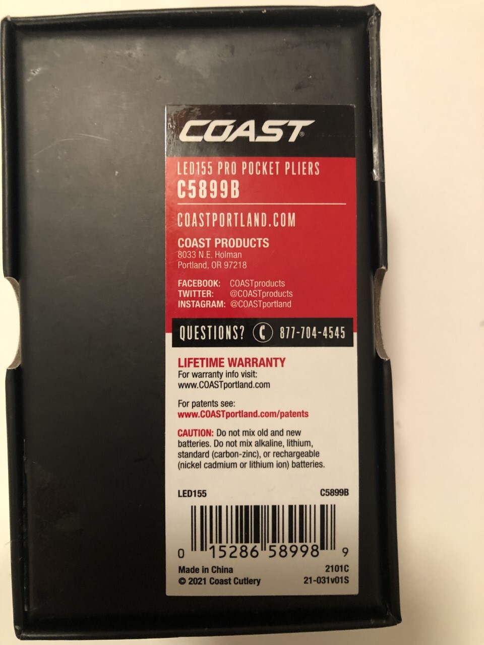 Coast C5899B LED155 Pro Pocket Pliers Black(P3)