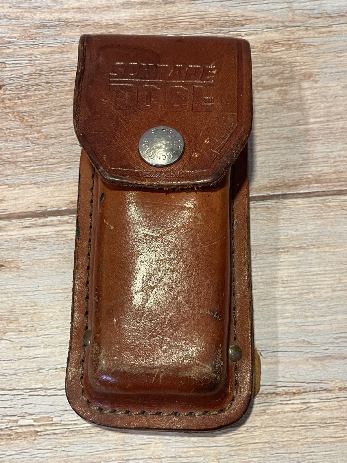 Vintage Schrade Tough Tool ST1 Multi-Tool Pliers Knife w Leather Sheath Nice!